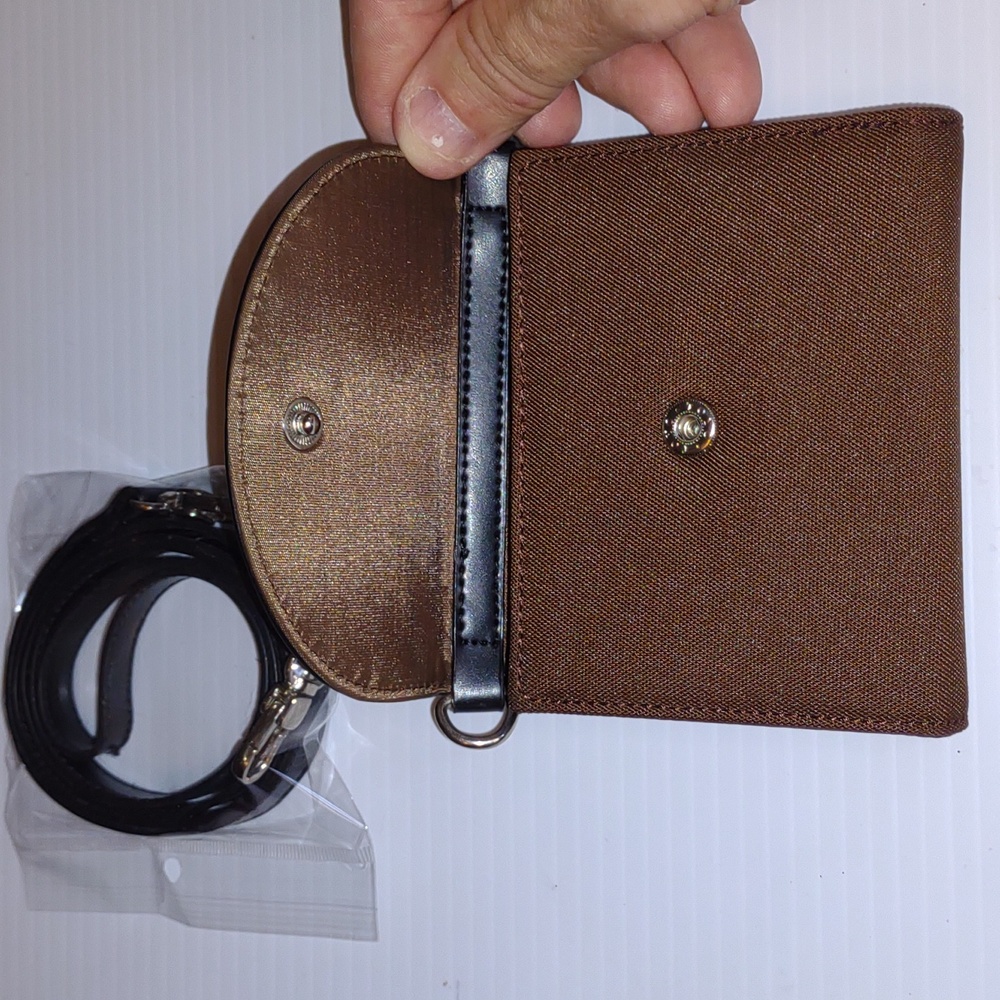 โฎ๏ธVINTAGEโฎ๏ธ JOY MANGANO Mini Wallet Crossbody in Two Tone Brown - Picture 5 of 7